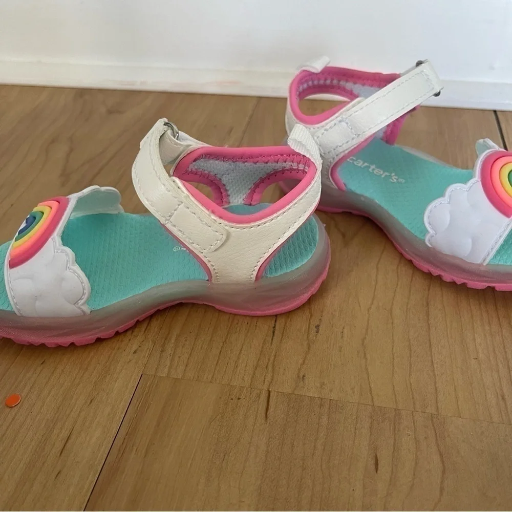 Nwot Carters Dreamy Girls Rainbow Light Up Sandals